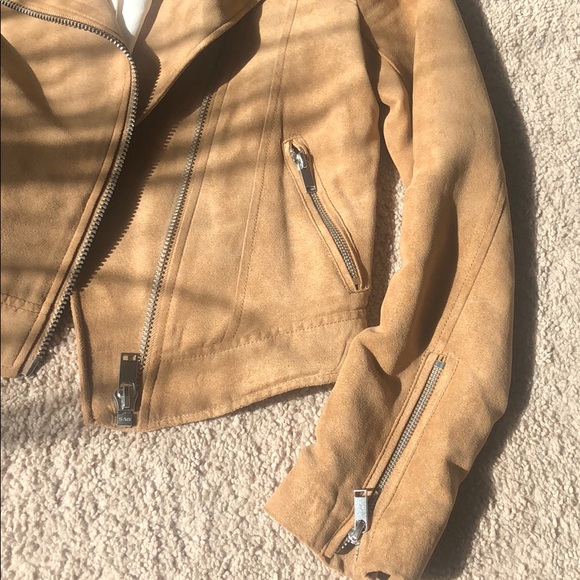 Moto faux suede leather biker jacket sz 2 like new - Picture 8 of 10
